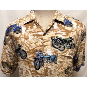 Island Collection Vtg Motorcycles Hawaiian Shirt Size Medium Biker Bike Aloha